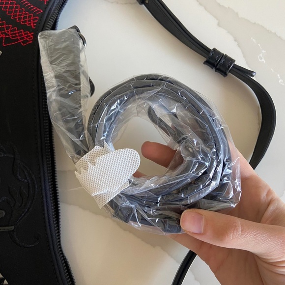 Desigual Half Moon Shoulder Bag RARE FIND WESTERN GOTH CHIC EMBOSSED WHIMSY GOTH - Picture 10 of 10